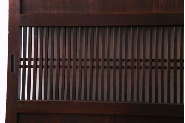 和製アンティーク　渋みのある色合いの格子帯戸1枚(引き戸、建具)(1)