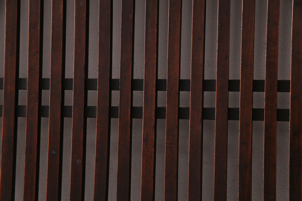 和製アンティーク　渋みのある色合いの格子帯戸1枚(引き戸、建具)(1)