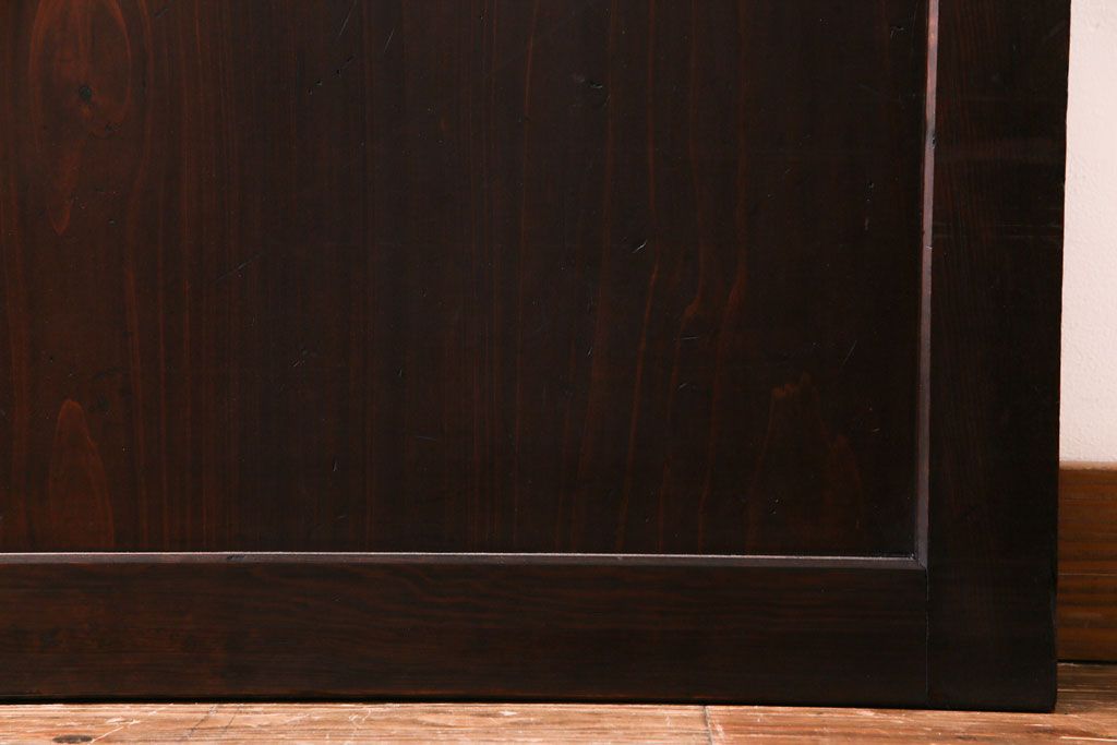 和製アンティーク　渋みのある色合いの格子帯戸1枚(引き戸、建具)(1)