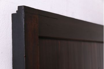 和製アンティーク　渋みのある色合いの格子帯戸1枚(引き戸、建具)(1)