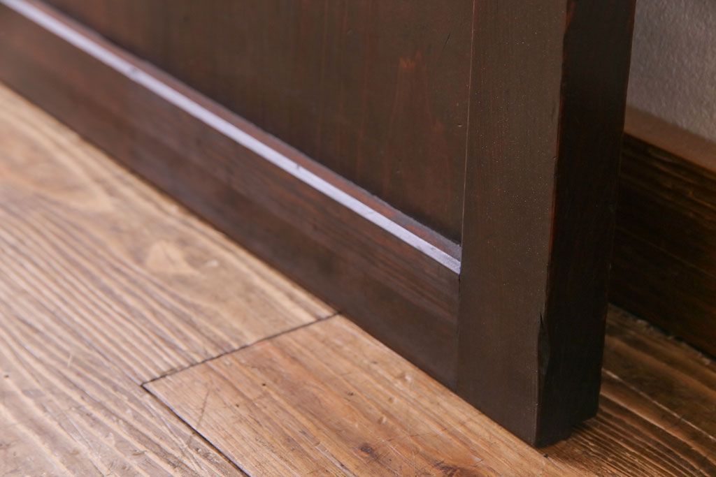 和製アンティーク　渋みのある色合いの格子帯戸1枚(引き戸、建具)(1)