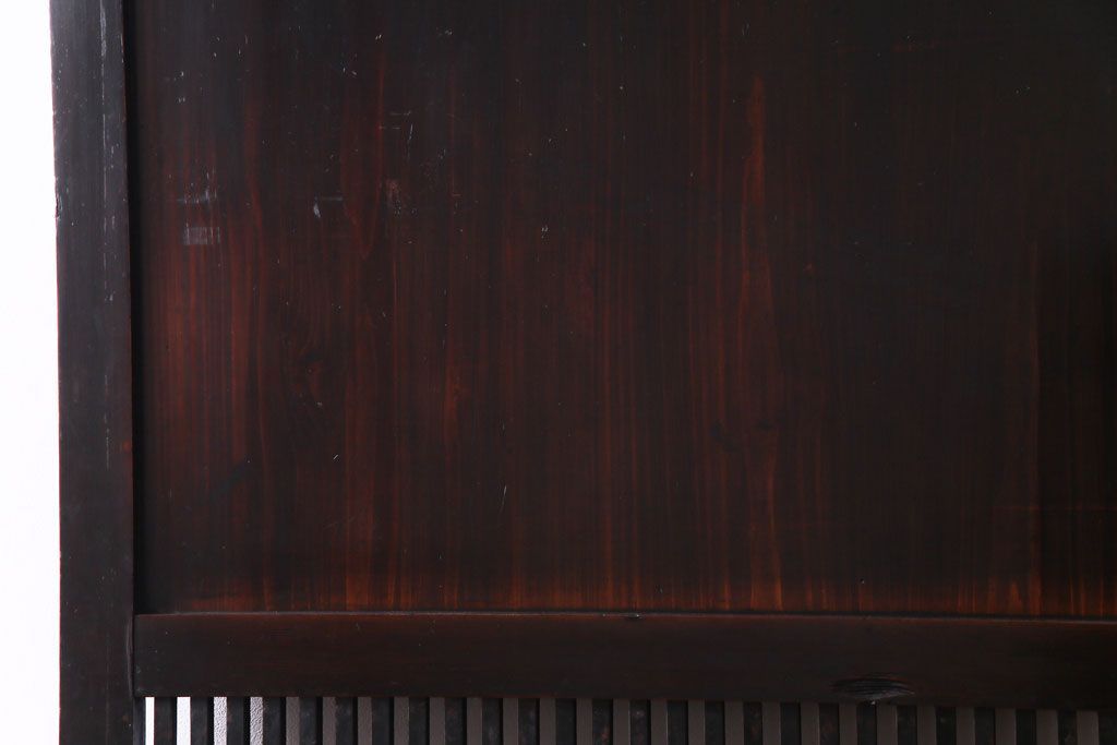 和製アンティーク　渋みのある色合いの格子帯戸1枚(引き戸、建具)(1)