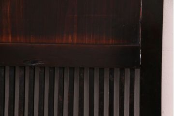 和製アンティーク　渋みのある色合いの格子帯戸1枚(引き戸、建具)(1)