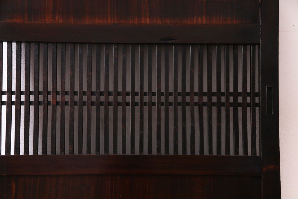 和製アンティーク　渋みのある色合いの格子帯戸1枚(引き戸、建具)(1)