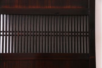 和製アンティーク　渋みのある色合いの格子帯戸1枚(引き戸、建具)(1)