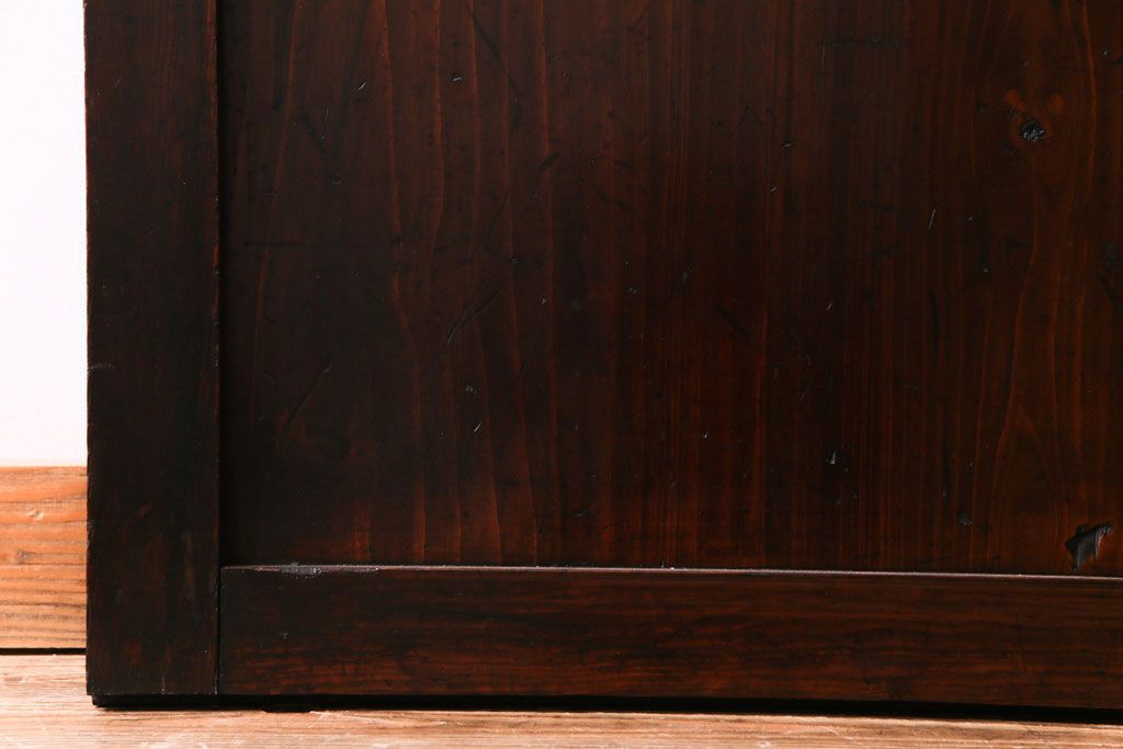 和製アンティーク　渋みのある色合いの格子帯戸1枚(引き戸、建具)(1)