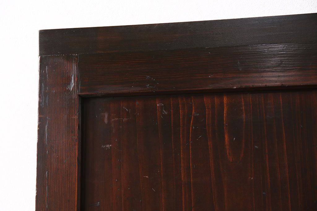 和製アンティーク　渋みのある色合いの格子帯戸(引き戸、建具)(2)