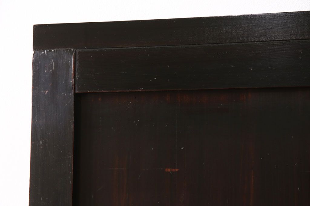 和製アンティーク　渋みのある色合いの格子帯戸(引き戸、建具)(2)