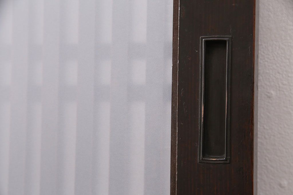 和製アンティーク　渋みのある色合いの格子帯戸(引き戸、建具)(2)