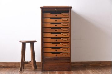 アンティーク家具　イギリスアンティーク　希少品　珍しい蛇腹シャッターが付いたレコードチェスト(収納棚、書類ケース、キャビネット、ミュージックキャビネット)