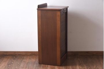 アンティーク家具　イギリスアンティーク　希少品　珍しい蛇腹シャッターが付いたレコードチェスト(収納棚、書類ケース、キャビネット、ミュージックキャビネット)