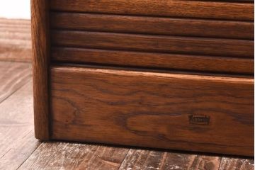 アンティーク家具　イギリスアンティーク　希少品　珍しい蛇腹シャッターが付いたレコードチェスト(収納棚、書類ケース、キャビネット、ミュージックキャビネット)