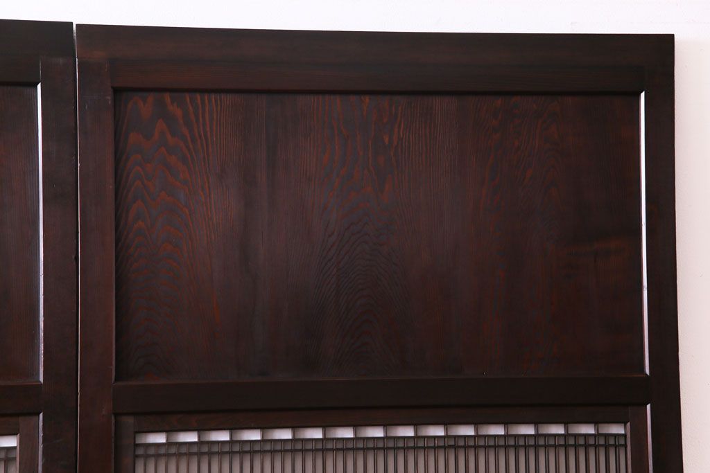 和製アンティーク　上品な和の雰囲気漂う組子入り帯戸(格子戸、引き戸)2枚セット(1)