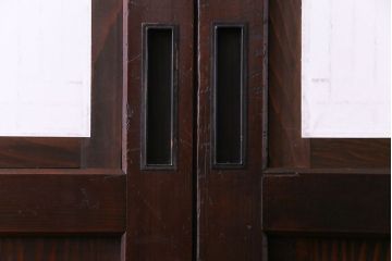 和製アンティーク　上品な和の雰囲気漂う組子入り帯戸(格子戸、引き戸)2枚セット(1)