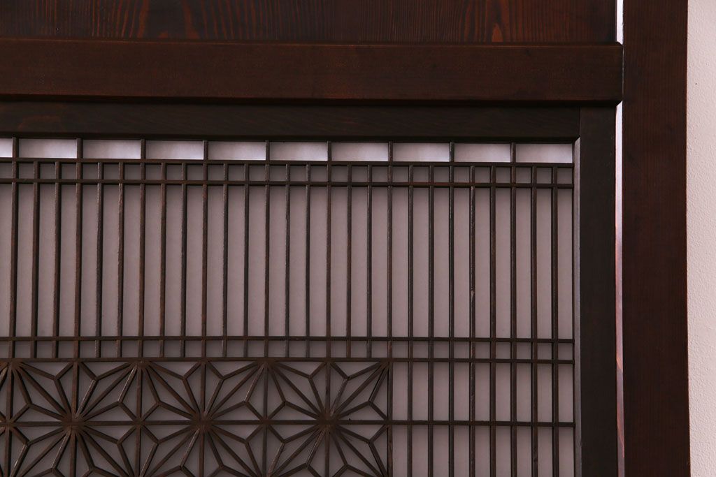 和製アンティーク　上品な和の雰囲気漂う組子入り帯戸(格子戸、引き戸)2枚セット(2)