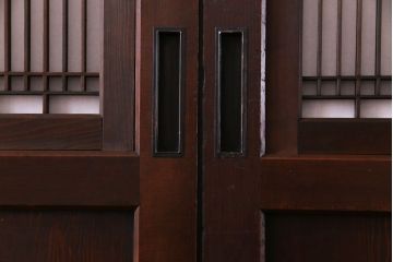 和製アンティーク　上品な和の雰囲気漂う組子入り帯戸(格子戸、引き戸)2枚セット(2)