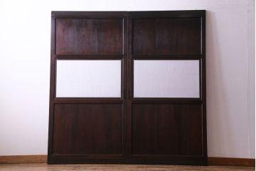 和製アンティーク　上品な和の雰囲気漂う組子入り帯戸(格子戸、引き戸)2枚セット(2)