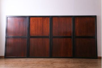 和製アンティーク　漆塗り　燻された風合いが味わい深い帯戸(板戸)4枚セット