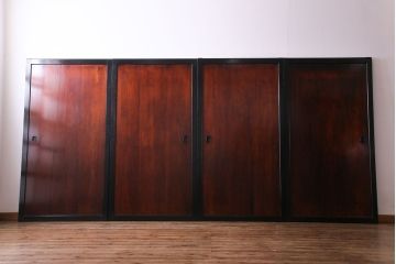 和製アンティーク　漆塗り　燻された風合いが味わい深い帯戸(板戸)4枚セット