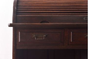 アンティーク家具　和製アンティーク　総ケヤキ!　特注最高級ロールトップデスク(片袖机)