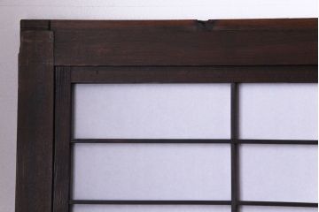 和製アンティーク　裏障子付き　情緒溢れるダイヤガラス入り格子戸(障子戸、引き戸)4枚セット