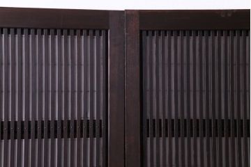 和製アンティーク　裏障子付き　情緒溢れるダイヤガラス入り格子戸(障子戸、引き戸)4枚セット