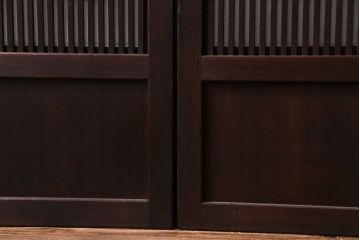 和製アンティーク　裏障子付き　情緒溢れるダイヤガラス入り格子戸(障子戸、引き戸)4枚セット