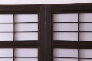 和製アンティーク　裏障子付き　情緒溢れるダイヤガラス入り格子戸(障子戸、引き戸)4枚セット