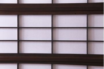 和製アンティーク　裏障子付き　情緒溢れるダイヤガラス入り格子戸(障子戸、引き戸)4枚セット