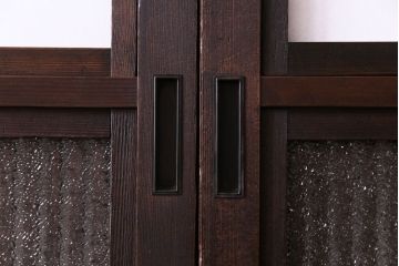 和製アンティーク　裏障子付き　情緒溢れるダイヤガラス入り格子戸(障子戸、引き戸)4枚セット