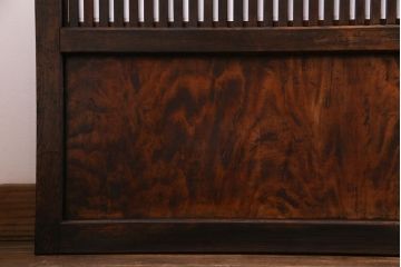 和製アンティーク　裏障子付き　花ガラスが上品な格子戸(ガラス帯戸、引き戸)4枚セット