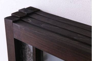 ラフジュ工房オリジナル　青い色ガラスがアクセントのシックな引き戸(建具、ガラス戸)4枚セット