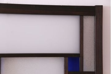 ラフジュ工房オリジナル　青い色ガラスがアクセントのシックな引き戸(建具、ガラス戸)4枚セット