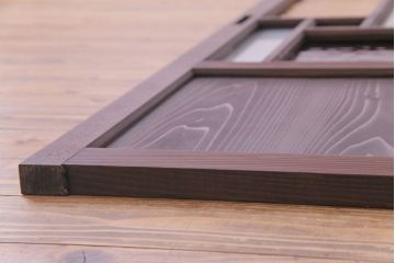 ラフジュ工房オリジナル　2色の色ガラスが目を引くレトロな引き戸(建具、ガラス戸)4枚セット