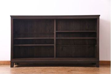大正昭和初期　ラフジュ工房オリジナル　花菱模様ガラス入り　レトロな雰囲気溢れるアンティークのガラス戸棚(食器棚、収納棚)(1)