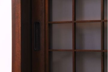 ラフジュオリジナル　明治期　ケヤキ材　古い建具を活かしたリメイクガラス戸棚(収納棚、食器棚)