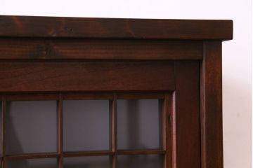 ラフジュオリジナル　明治期　ケヤキ材　古い建具を活かしたリメイクガラス戸棚(収納棚、食器棚)