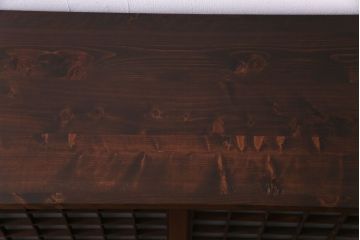 ラフジュオリジナル　明治期　ケヤキ材　古い建具を活かしたリメイクガラス戸棚(収納棚、食器棚)