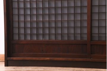 ラフジュオリジナル　明治期　ケヤキ材　古い建具を活かしたリメイクガラス戸棚(収納棚、食器棚)