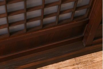 ラフジュオリジナル　明治期　ケヤキ材　古い建具を活かしたリメイクガラス戸棚(収納棚、食器棚)