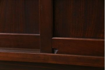 ラフジュオリジナル　明治期　ケヤキ材　古い建具を活かしたリメイクガラス戸棚(収納棚、食器棚)