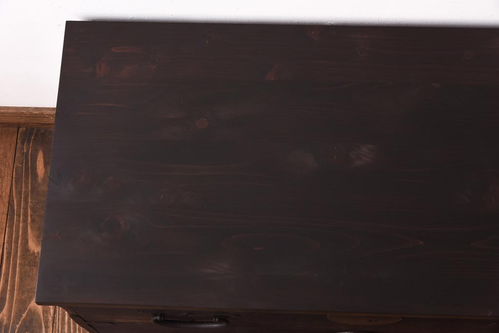 【O様ご成約済】和製アンティーク　総桐材　丸金具付き!古い木の質感が渋い時代箪笥ローボード(衣装箪笥、リビングボード、桐箪笥、桐たんす)