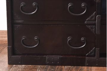 アンティーク家具　和製アンティーク　総桐材　松竹梅・鳥図　職人の技が生きる上手物の庄内小箪笥(小引き出し、引き出し、桐箪笥、桐たんす)