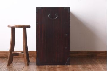 アンティーク家具　和製アンティーク　総桐材　松竹梅・鳥図　職人の技が生きる上手物の庄内小箪笥(小引き出し、引き出し、桐箪笥、桐たんす)