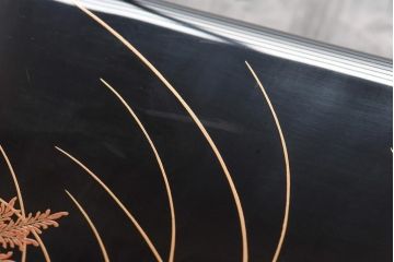 アンティーク雑貨　一清作　秋草文　螺鈿　金蒔絵梨地木製文箱(硯箱)