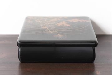 アンティーク雑貨　一清作　秋草文　螺鈿　金蒔絵梨地木製文箱(硯箱)