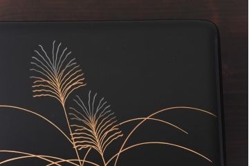 アンティーク雑貨　一清作　秋草文　螺鈿　金蒔絵梨地木製文箱(硯箱)