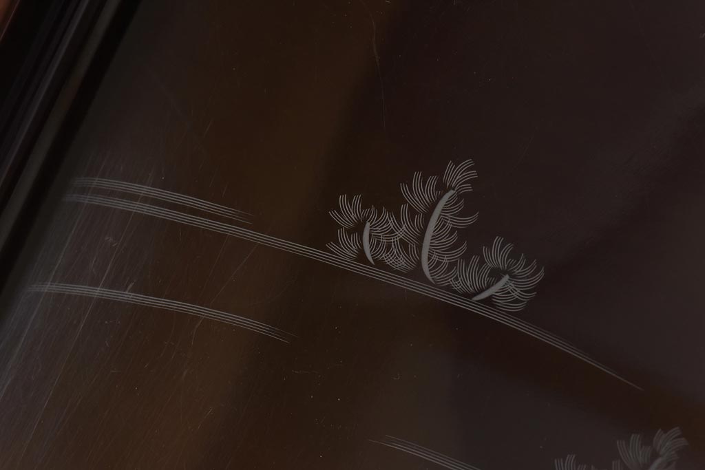 アンティーク雑貨　和製アンティーク　鯉の図　和の雰囲気漂う漆塗りのお膳(お盆、トレー)2枚セット