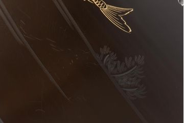 アンティーク雑貨　和製アンティーク　鯉の図　和の雰囲気漂う漆塗りのお膳(お盆、トレー)2枚セット