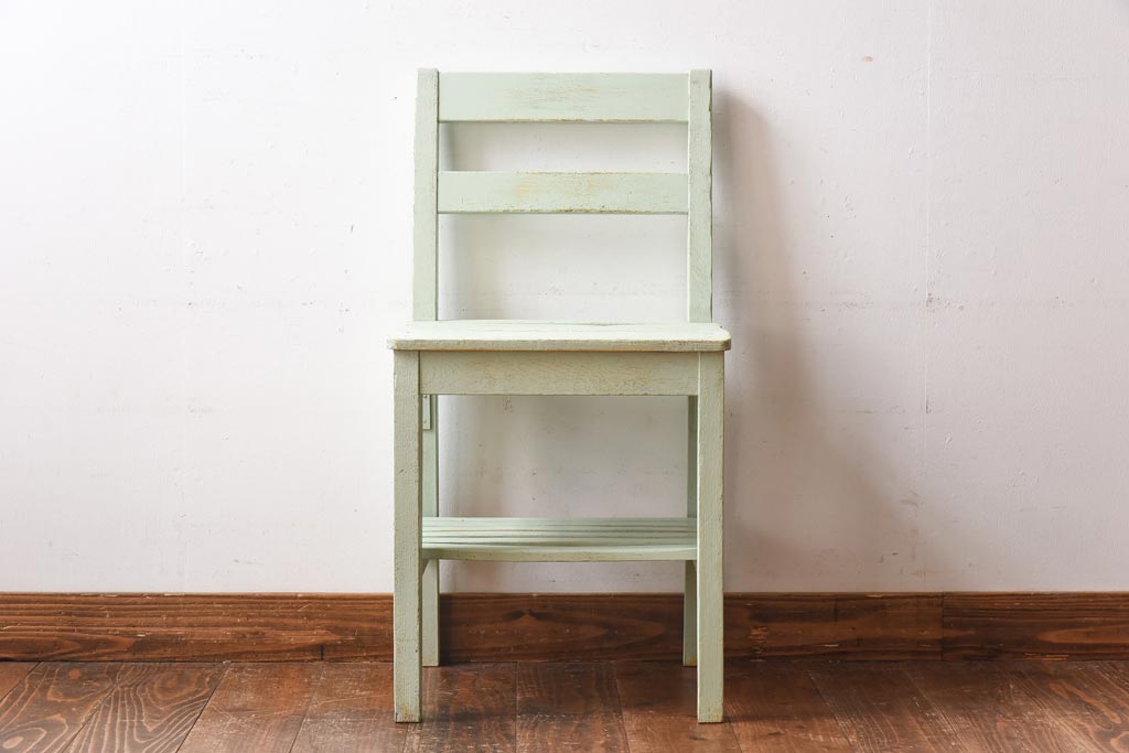 ペイント家具　棚付き　ナチュラルスタイルにぴったりなチェア(キッズチェア、椅子)(1)